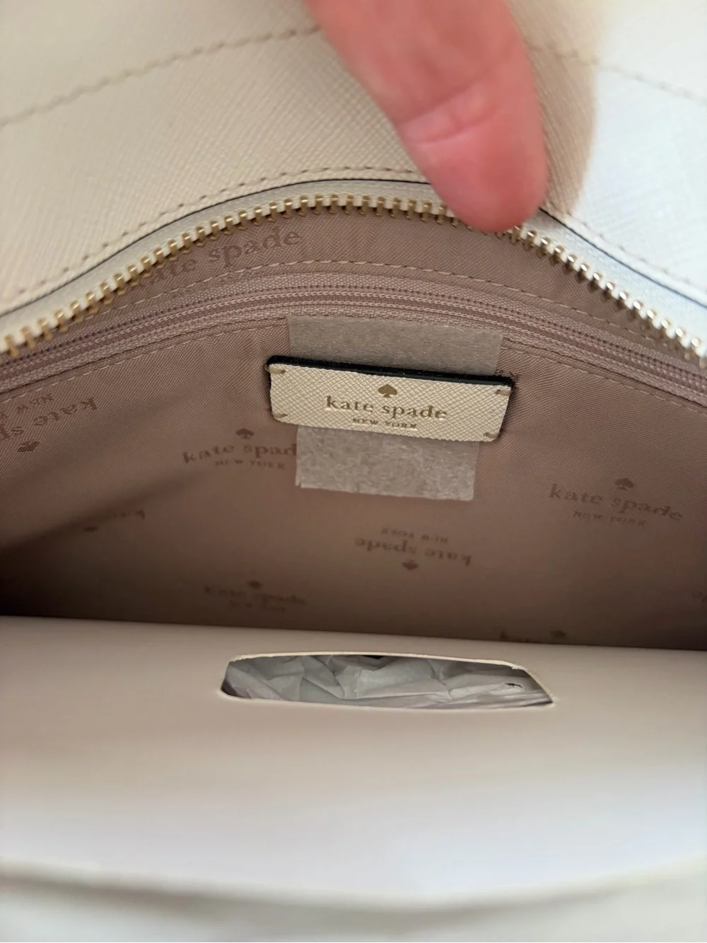 Kate Spade Rae Medium Satchel Warm Beige Black Saffiano NWT KK992